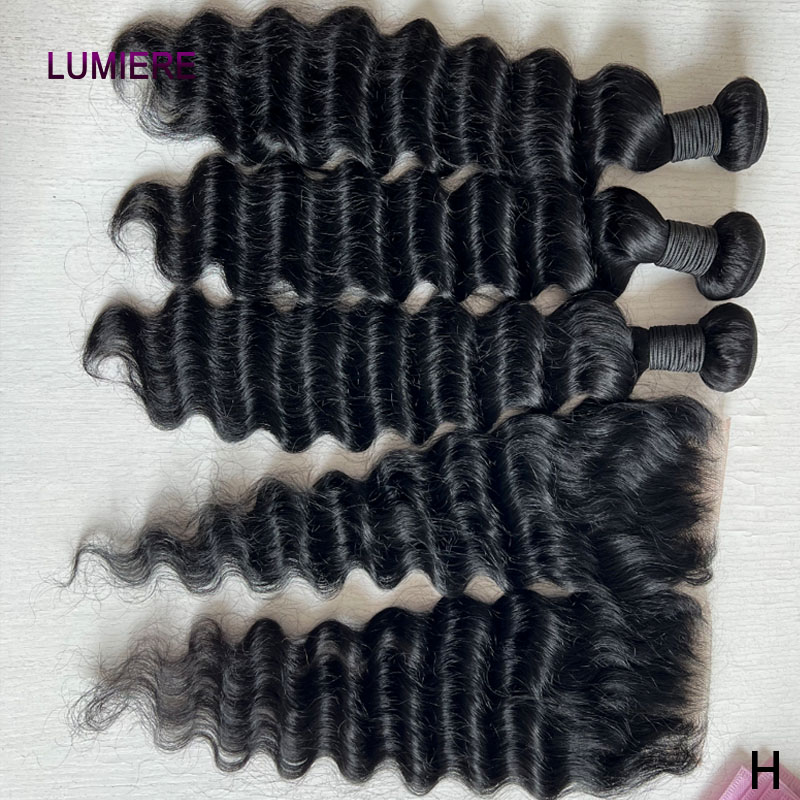 Deep Wave 3 Bundles With Closure - Cabelo Humano Virgem Cru de Qualidade