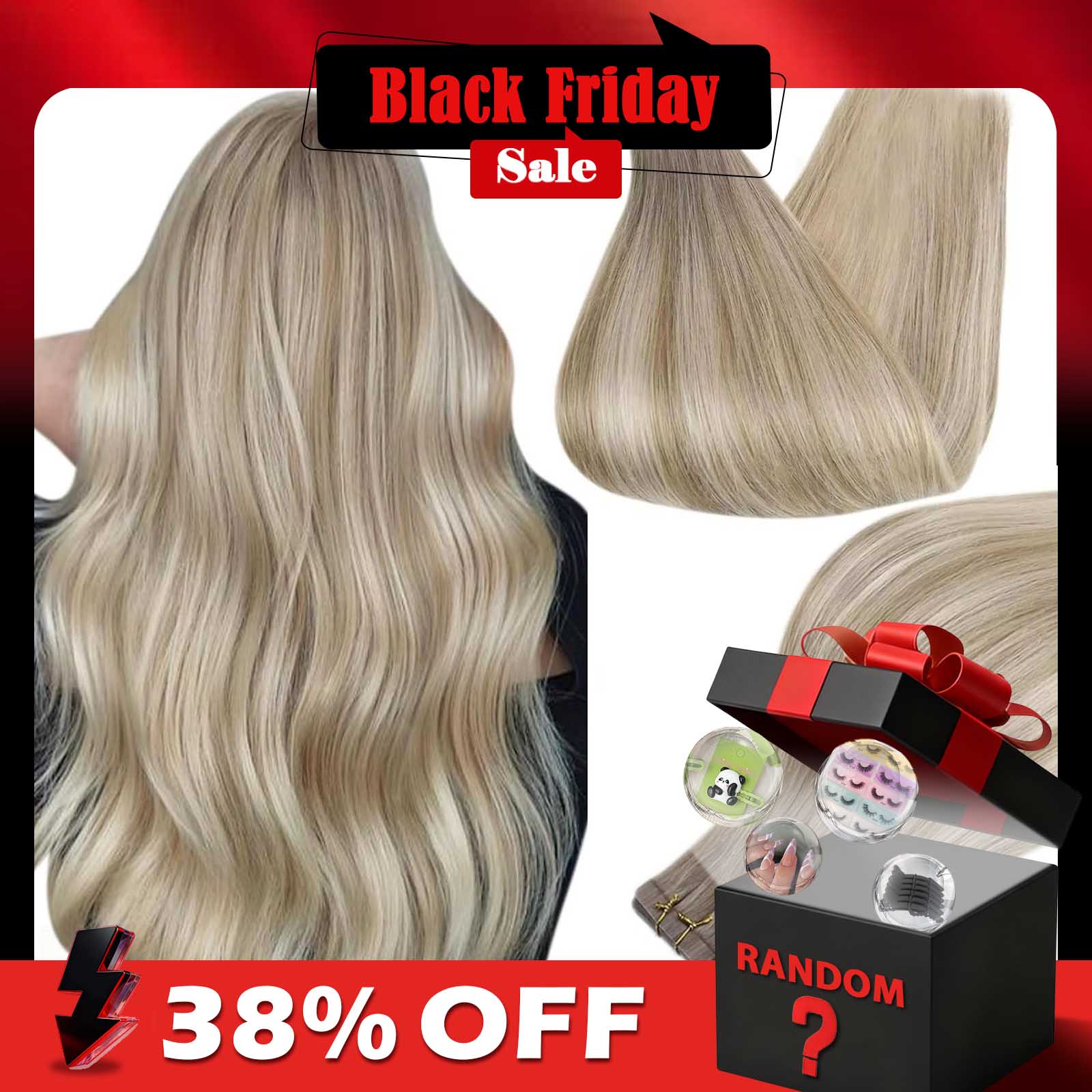 Invisible Tape In Extensions Real Hair - Fita de brilho completo em extensões
