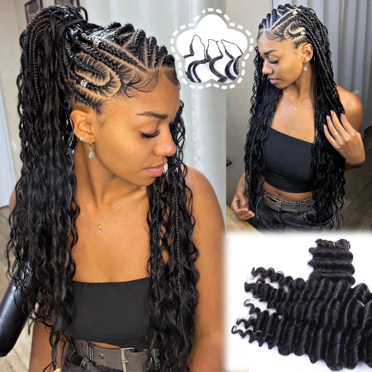 Hair Bundles - Cabelo Humano Natural Preto com Ondas