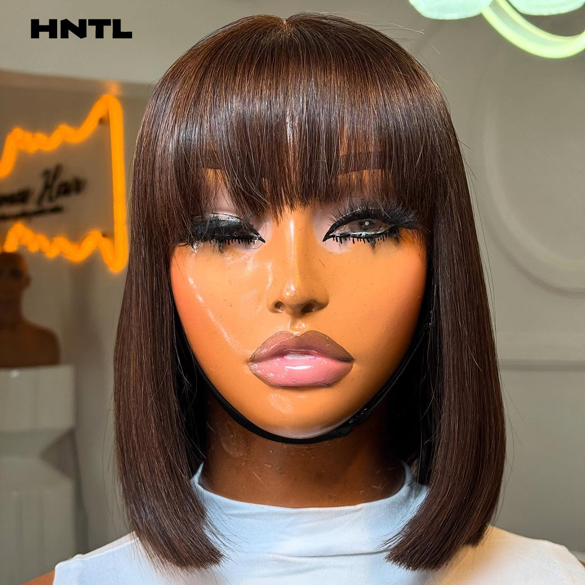 Pre Parted 13X4 Lace Front Bob Wig - Peruca Bob de Cabelo Humano Marrom