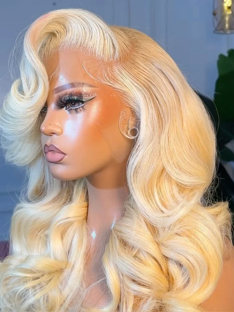 613 Blonde Body Wave Lace Front Wig - Mel loira 613 onda do corpo