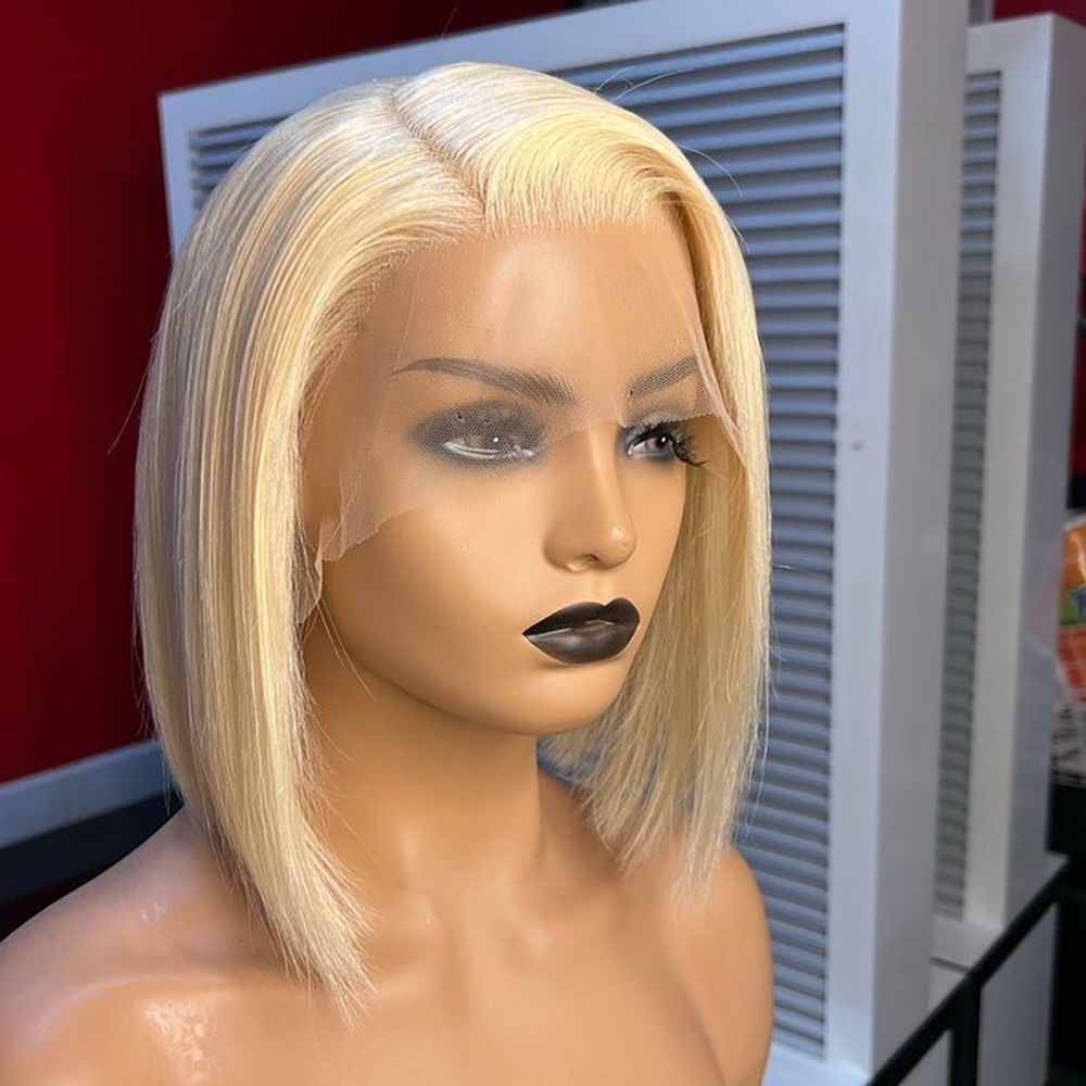 Pre Parted 13X4 Lace Front Bob Wig - Peruca Bob Curta Lisa Loira 613