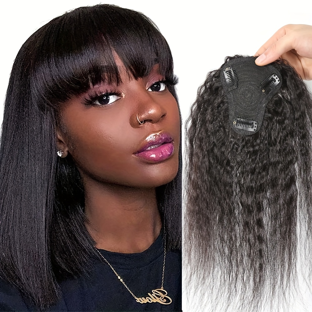 Hair Bundles - Kinky reta topper cabelo com franja