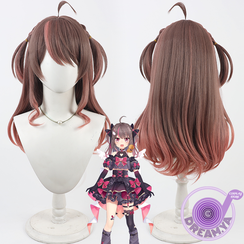 Synthetic Wigs - Natsuiro matsuri peruca cosplay vtuber marrom