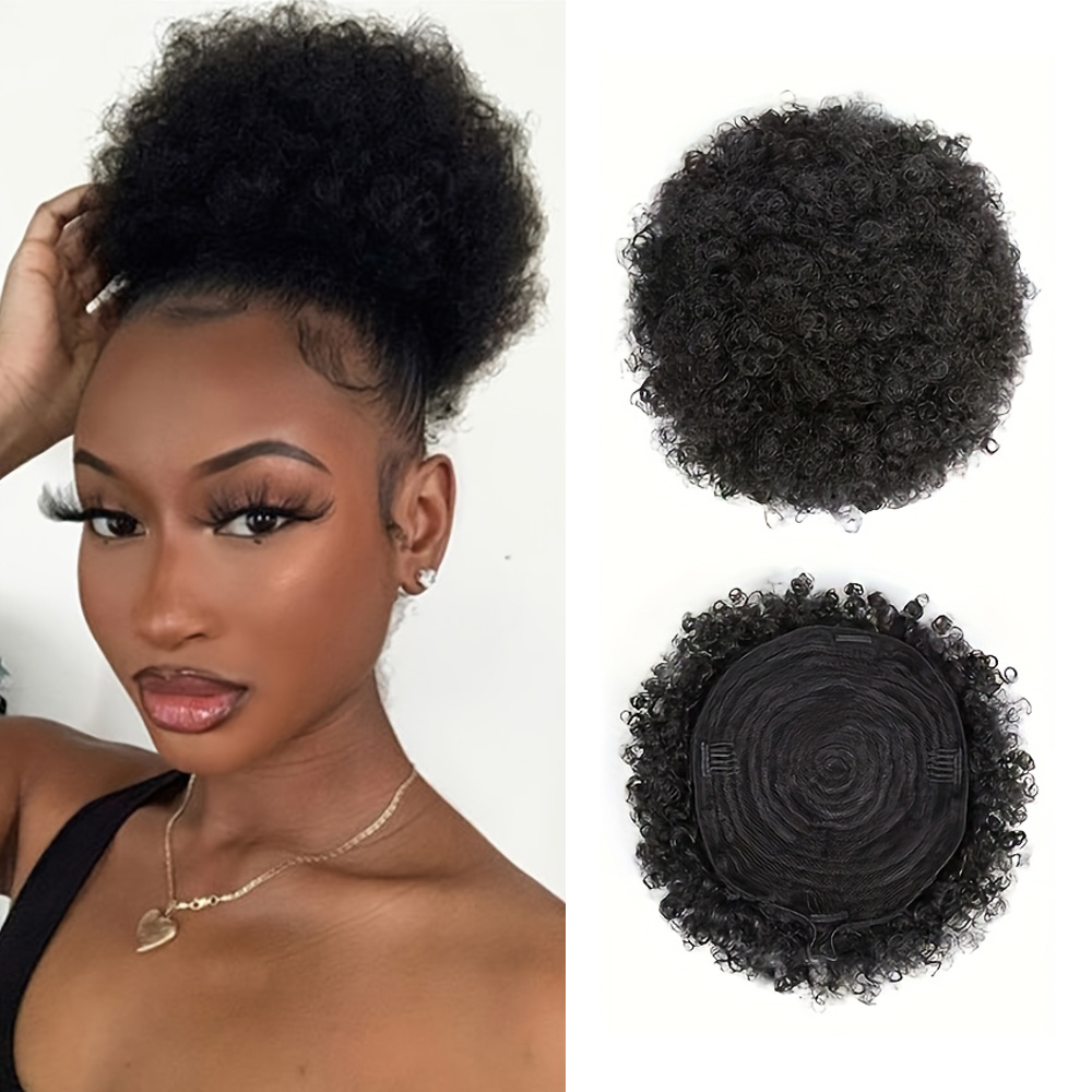 Drawstring Afro Curly Puff Ponytail - Afro kinky puffs 100% cabelo humano