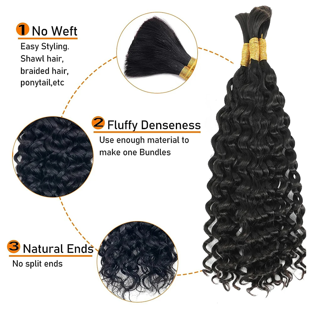 Cabelo Humano Ondulado para Tr - Water Wave Bulk Human Hair For Braiding avaliação e preço