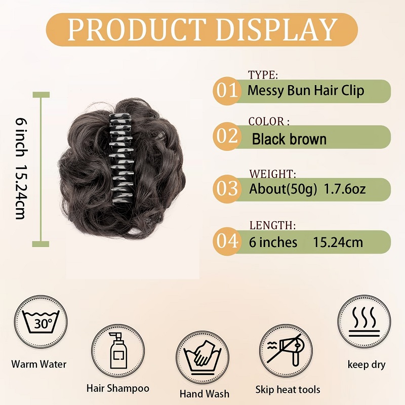 Coque Sintético Desgrenhado co - Claw Clip Messy Bun Hair Piece avaliação e preço