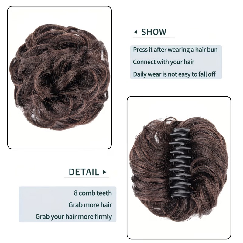 Coque Sintético Desgrenhado co - Claw Clip Messy Bun Hair Piece avaliação e preço
