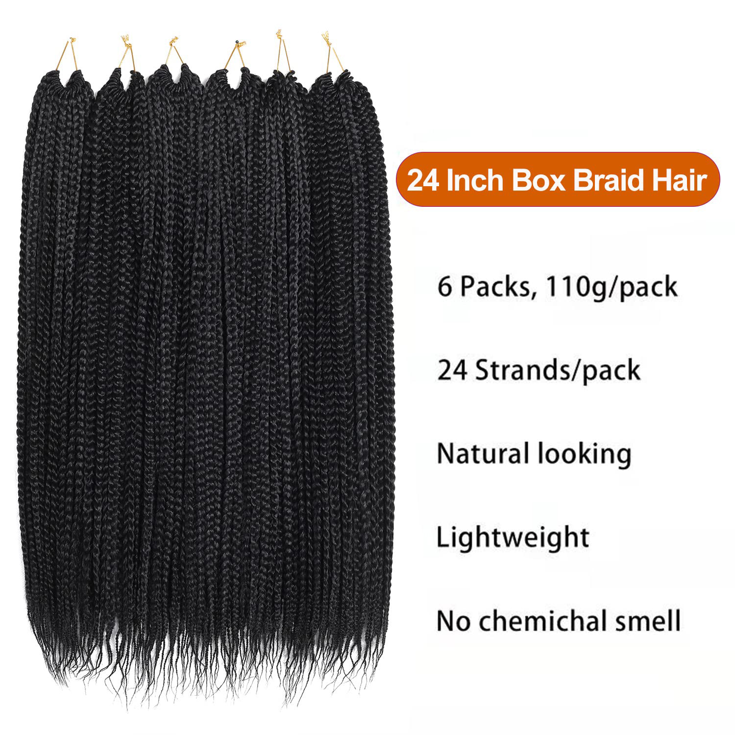 6 Pacotes de Tranças Box Braid - Synthetic Braided Wigs For Black Women avaliação e preço