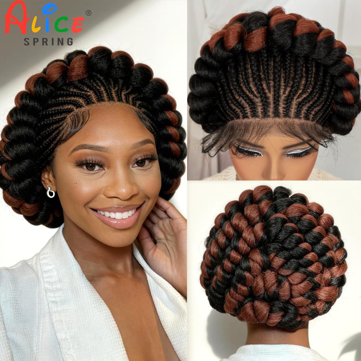 Cornrow trançado perucas sinté - Synthetic Braided Wigs For Black Women avaliação e preço