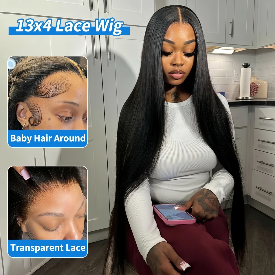 Perucas de Cabelo Humano Liso  - Hd Lace Frontal Wig Human Hair Pre Plucked avaliação e preço