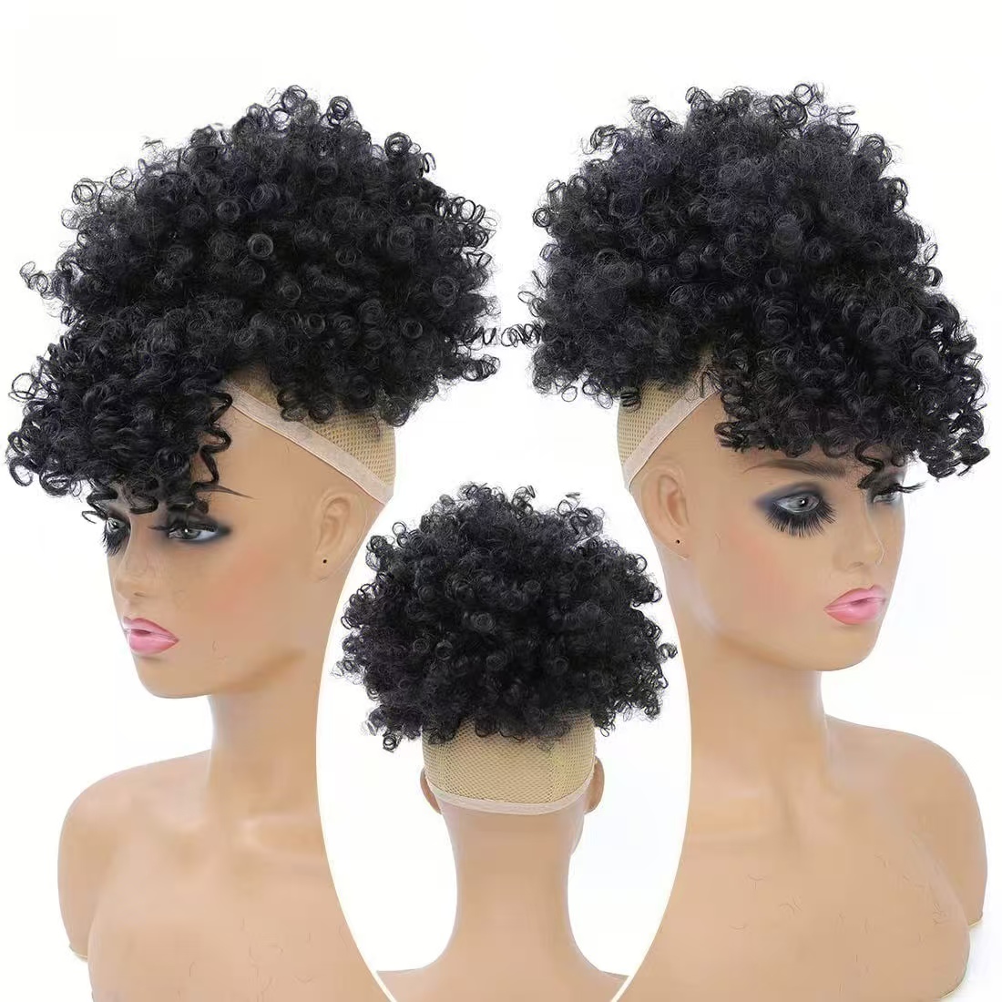 Rabo de Cavalo Curto com Franj - Drawstring Afro Curly Puff Ponytail avaliação e preço