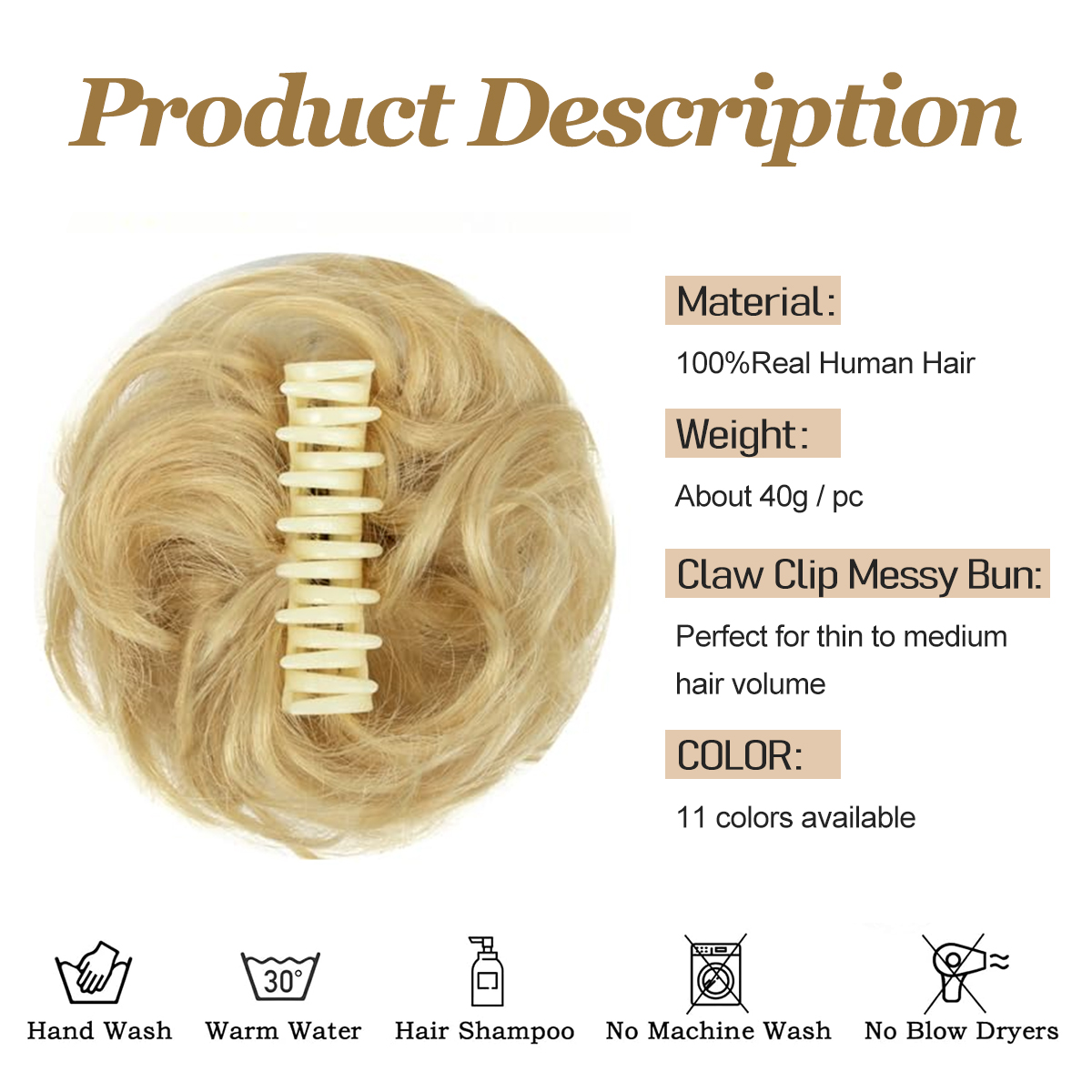 Cabelo bagunçado ondulado, cli - Claw Clip Messy Bun Hair Piece avaliação e preço