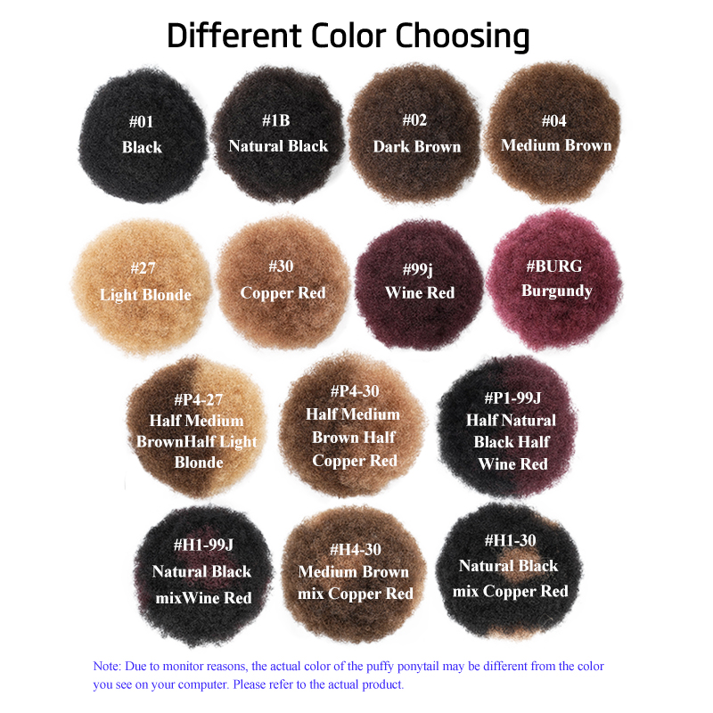 100% cabelo humano 8 Polegada  - Drawstring Afro Curly Puff Ponytail avaliação e preço