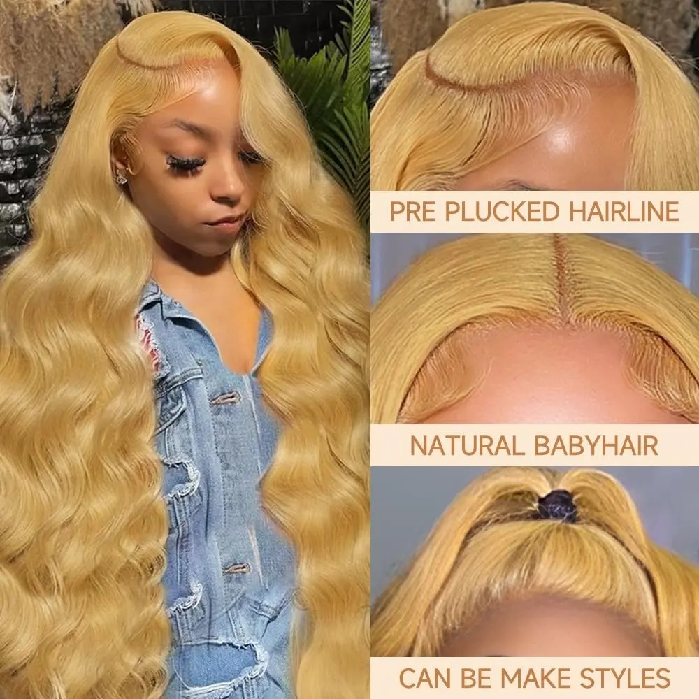 Peruca loira mel, ondulada, co - Hd Lace Frontal Wig Human Hair Pre Plucked avaliação e preço