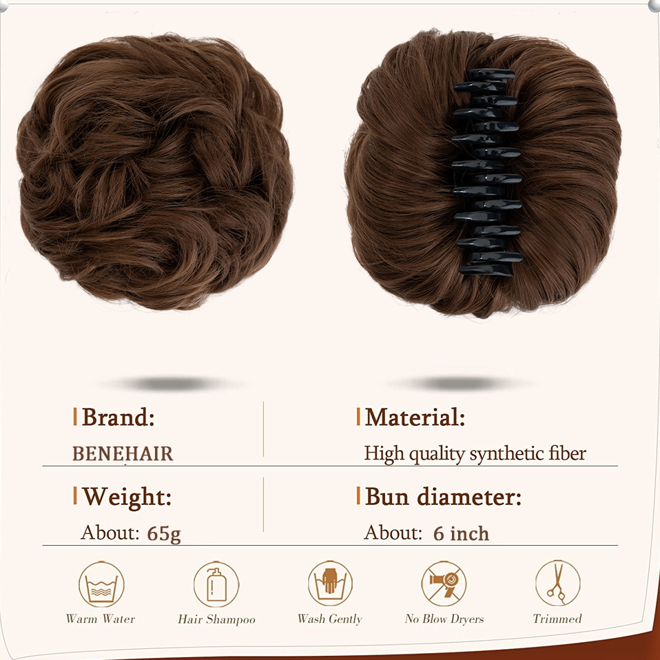 Benehair-Clipe Sintético em Ch - Claw Clip Messy Bun Hair Piece avaliação e preço