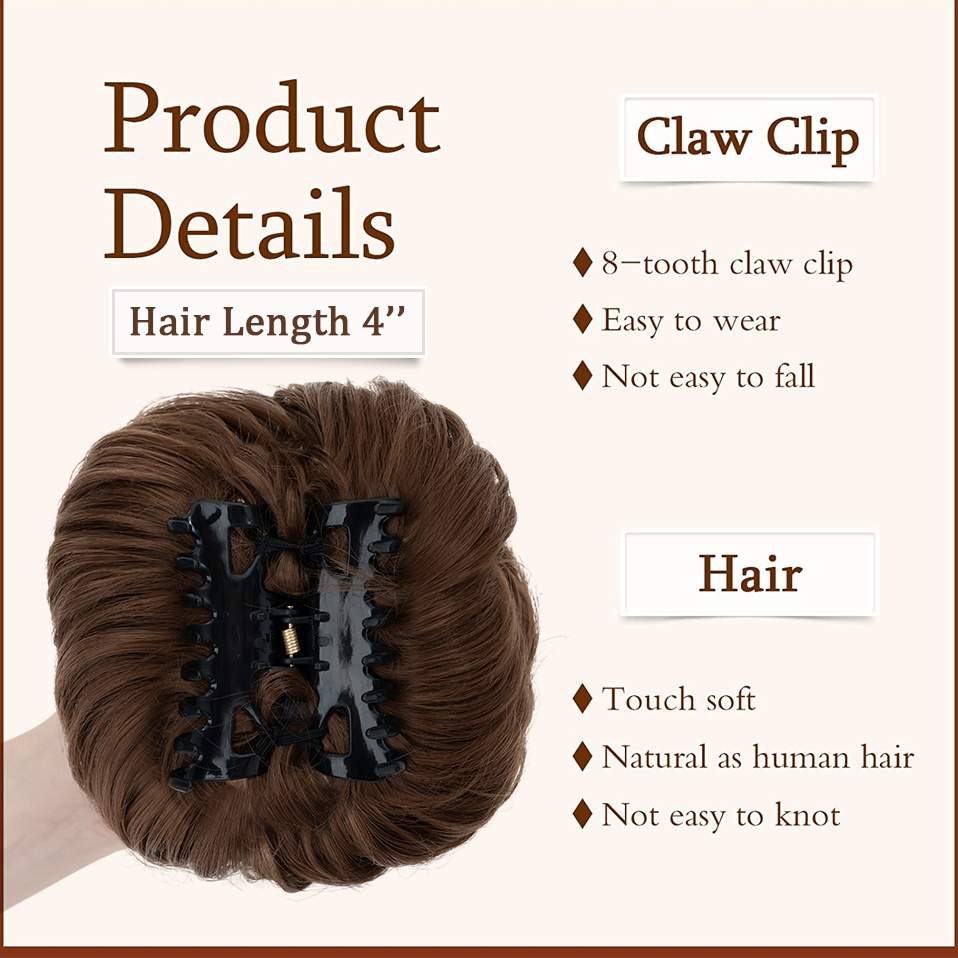 Benehair-Clipe Sintético em Ch - Claw Clip Messy Bun Hair Piece avaliação e preço