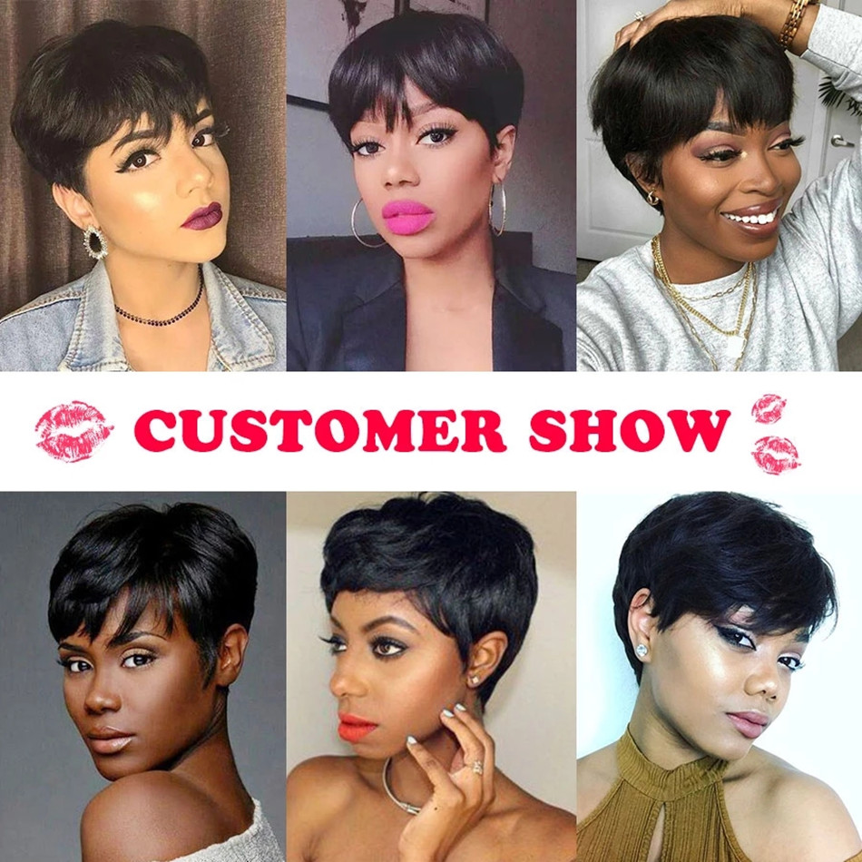Peruca Curta Pixie de Cabelo H - Short Pixie Cut Wig Human Hair Cheap avaliação e preço