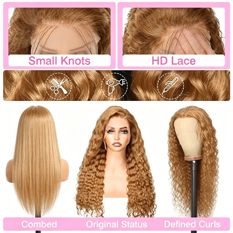 34 38 Polegada mel loira peruc - Human Hair Wigs avaliação e preço