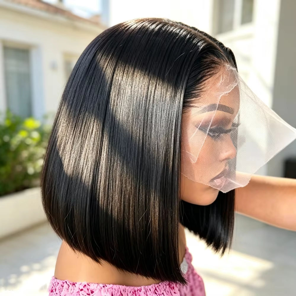 Perucas frontais de renda reta - Pre Parted 13X4 Lace Front Bob Wig avaliação e preço