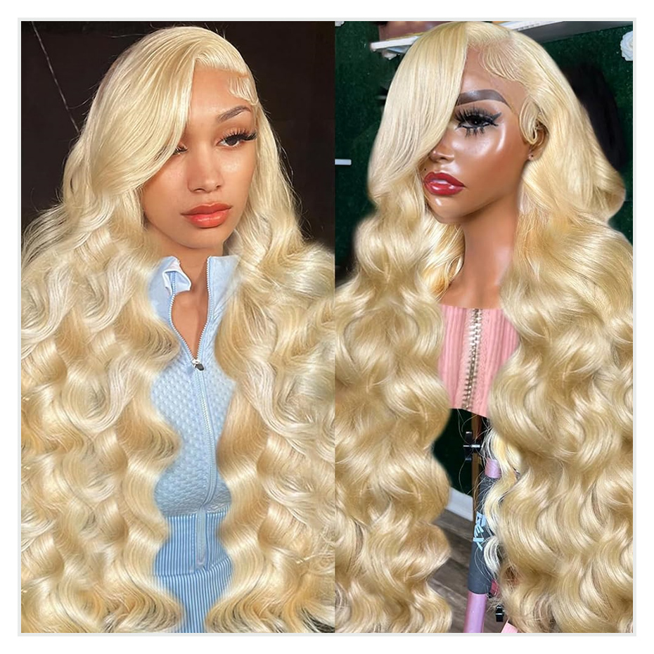613 mel loira 13x4 frente do l - 613 Blonde Body Wave Lace Front Wig avaliação e preço