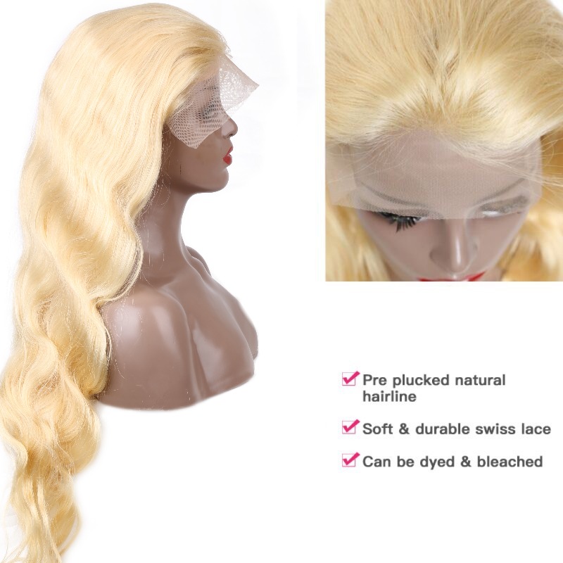 613 mel loira 13x4 frente do l - 613 Blonde Body Wave Lace Front Wig avaliação e preço