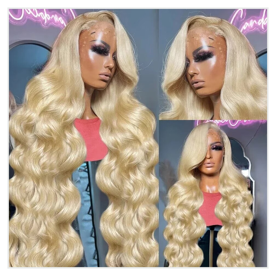 613 mel loira 13x4 frente do l - 613 Blonde Body Wave Lace Front Wig avaliação e preço