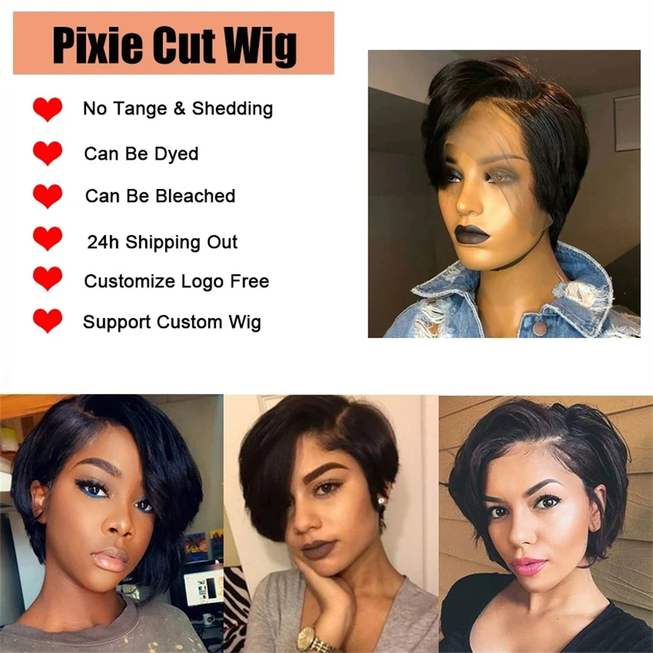 Pixie Cut Perucas de Cabelo Hu - Short Pixie Cut Wig Human Hair Cheap avaliação e preço